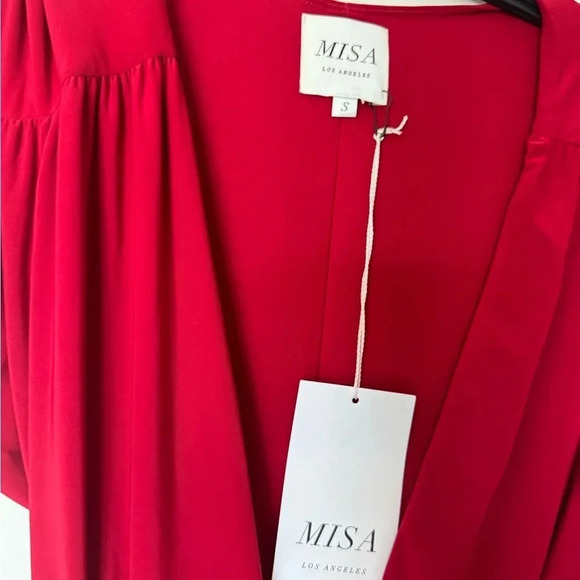 Misa Los Angeles Red Flutter Sleeve Wrap Sundress - Picture 4 of 6